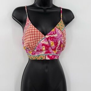 Aakaa Patchwork Bralette Crop Top in Pink Multicolor | Medium